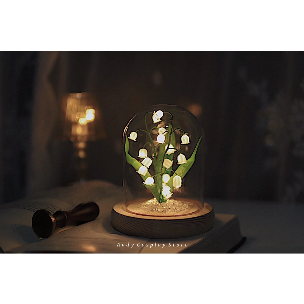 [CÓ SẴN] Set diy đèn ngủ chụp lồng kính hoa linh lan