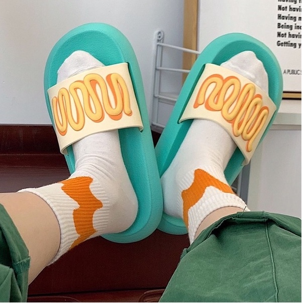 Dép Ulzzang - Dép Quai Ngang Bánh Mì chuẩn hàng quảng châu hình sợi dây uốn Nam Nữ