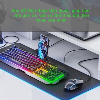 Bàn Phím Cơ Kim Loại INPHIC V680 Có Dây Phím Có Đèn Nền Siêu Đẹp RGB Hỗ Trợ 4000DPI Chơi Game Chuyên Nghiệp - Chính Hãng