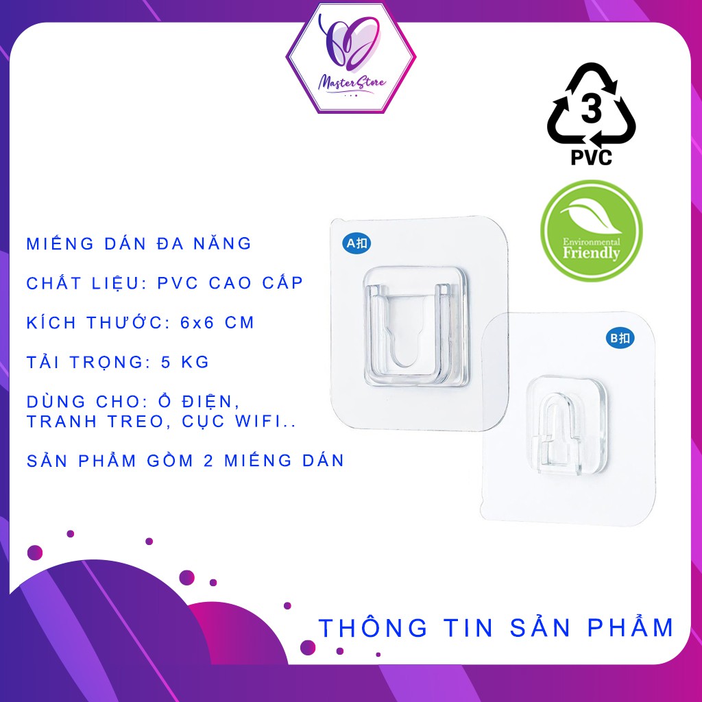 Set 5 cặp miếng dán treo đồ đa năng dạng gài dán tường Master Store