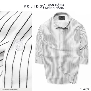 Áo Sơmi kẻ sọc CEFFYLO 2 Màu Đen Chất Liệu Cotton Cao Cấp, Form Slimfit Vải Mỏng Thoáng Mát