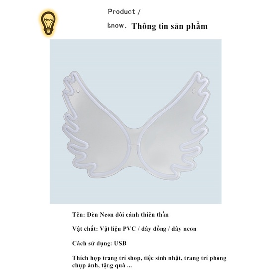 【TẶNG MÓC TREO 】Đèn led neon nhiều mẫu đôi cánh thiên thần quà tặng dịp lễ trang trí DECOR phòng ngủ USB MOXI.