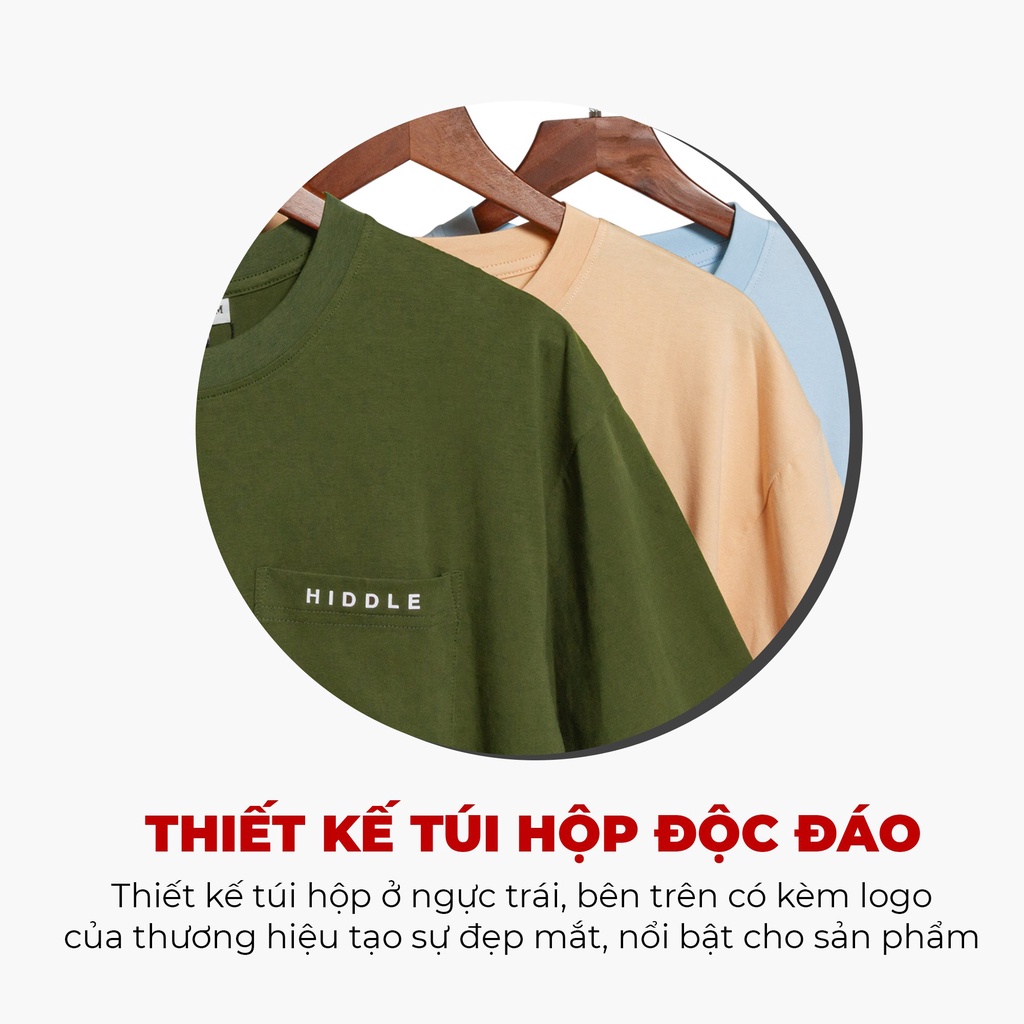 Áo thun nam cổ tròn tay ngắn chất mát có túi cao cấp HIDDLE HI Pocket vải cotton dày dặn, co giãn | H03-T3