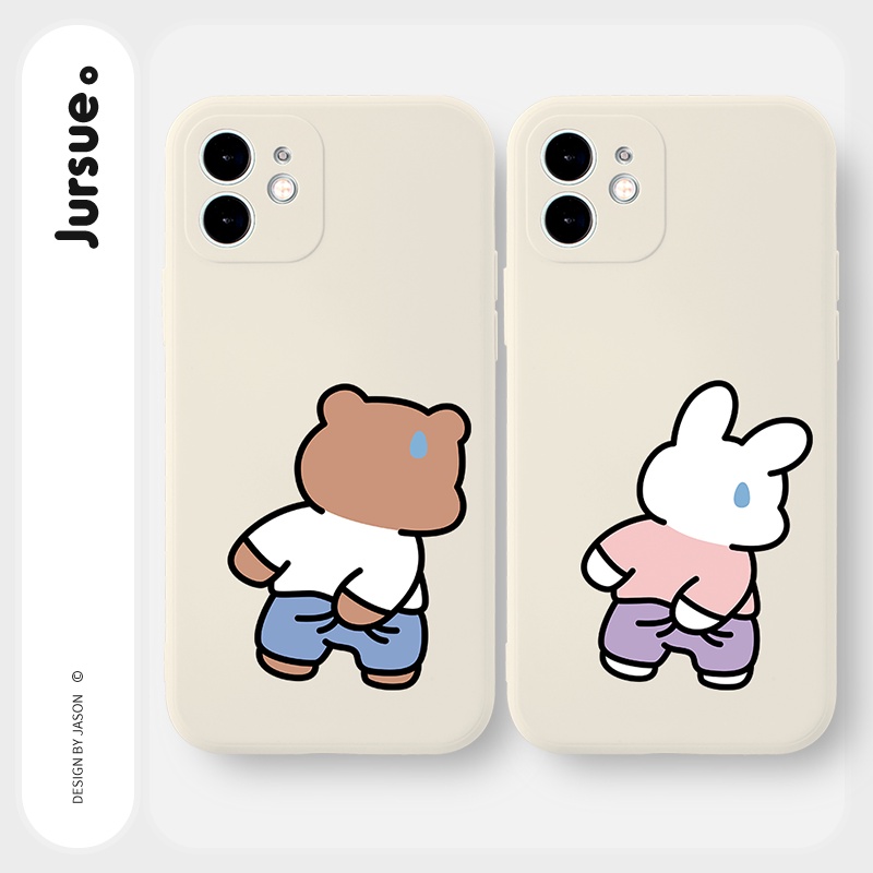Ốp lưng JURSUE hoạt hình cặp đôi dễ thương đẹp cho iPhone 13 12 11 Pro Max SE 2020 X XR XS ip 8 7 6 6S Plus kute Y166