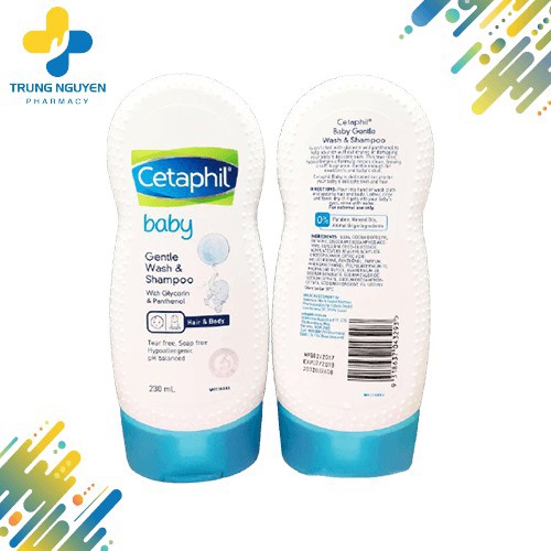 Sữa tắm gội toàn thân cho bé Cetaphil baby gentle wash &amp; shampoo 2 in 1 (Chai 230ml)