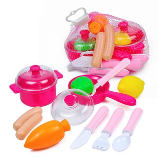 Inbeajy AG013-2 Toy Kictchen Pretend Play Food Cook for Fun -Pink