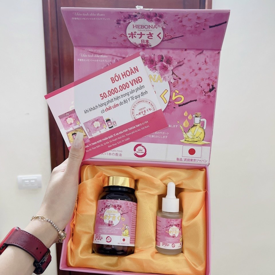 HEBORA Viên uống thơm cơ thể - Đẹp da - Chống lão hoá - Tăng cường sinh lý Hộp 60v Tặng Kèm Tinh Dầu Nước Hoa