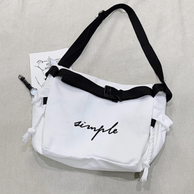 Túi vải đeo chéo Simple Unisex