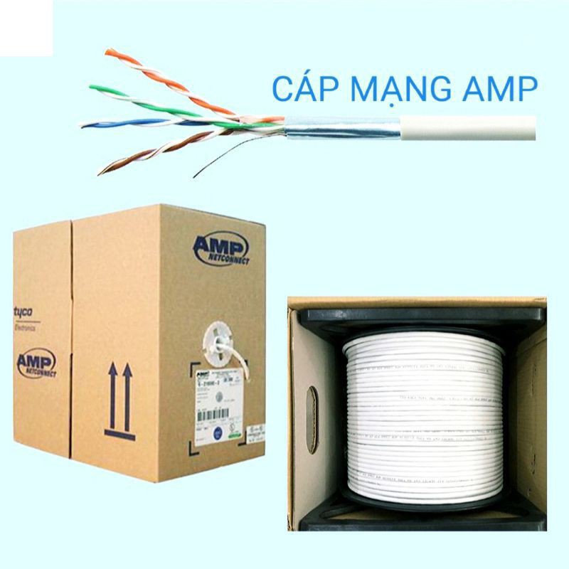 Cáp mạng LAN AMP.LX CAT5E STP 3332 chống nhiễu, thùng 305 mét, vỏ nhựa PVC dùng trong nhà