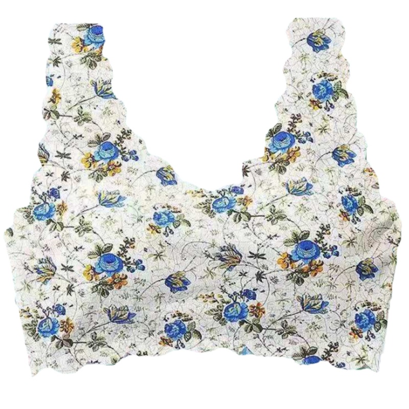 Áo Lót Lụa Không Đường May In Họa Tiết Hoa Có Mút Đệm Dành Cho Nữ YOUYO