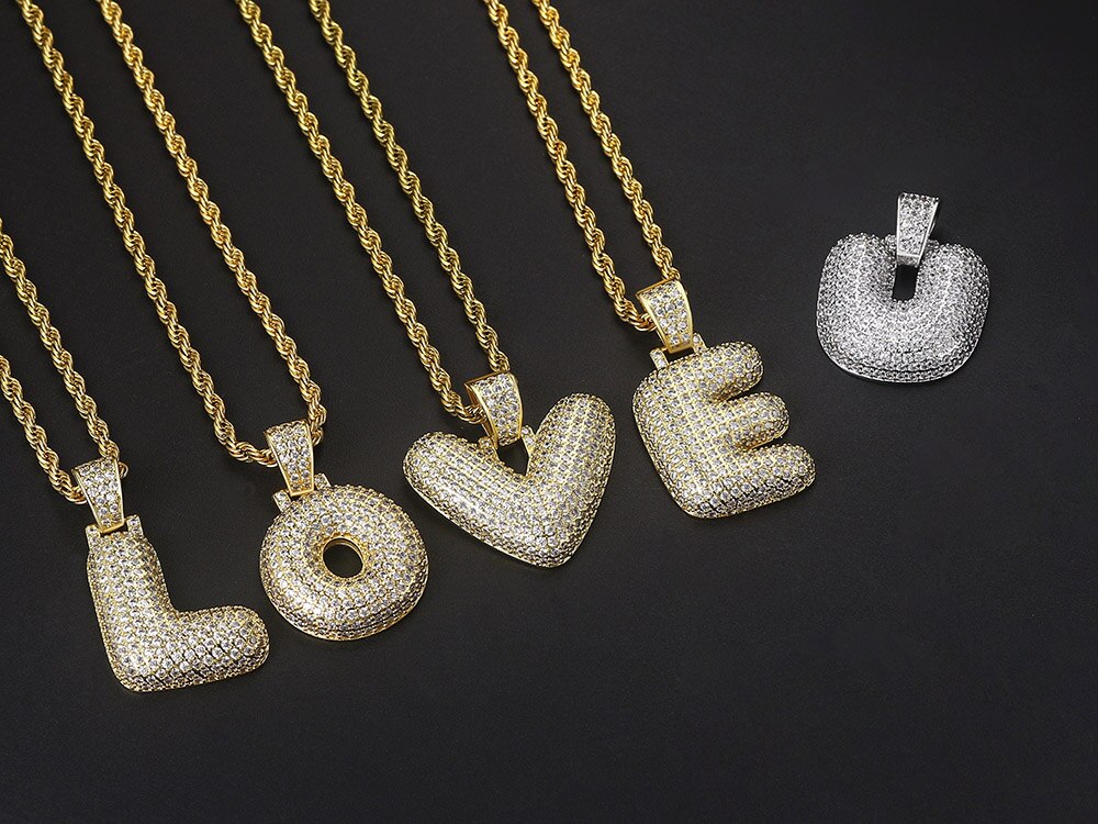 Dây chuyền Zhouyang OHP008 có mặt dây bằng thép không gỉ hình chữ cái phong cách Hip Hop cho nam nữ làm quà tặng năm mới