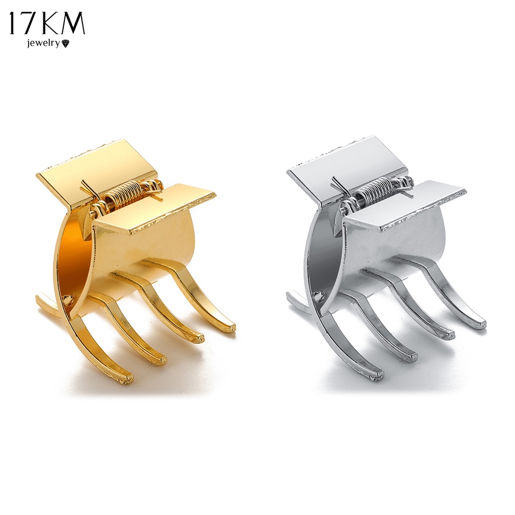 Kẹp tóc 17KM từ kim loại màu vàng/bạc thời trang