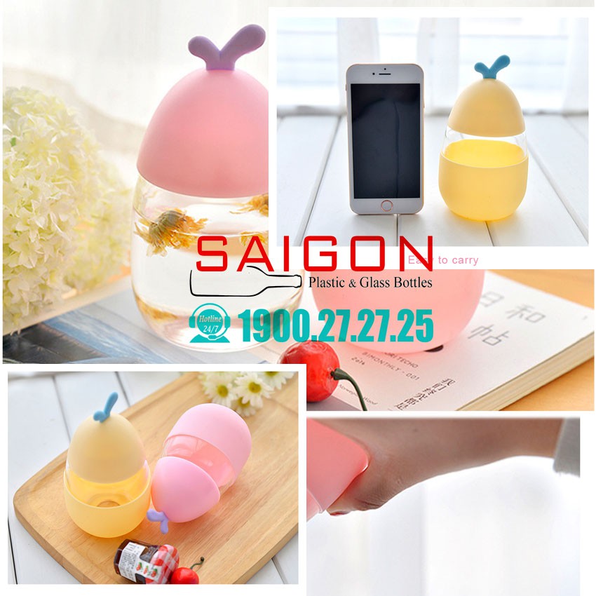 Trứng Thủy Tinh 300ml Bọc Silicon Cute