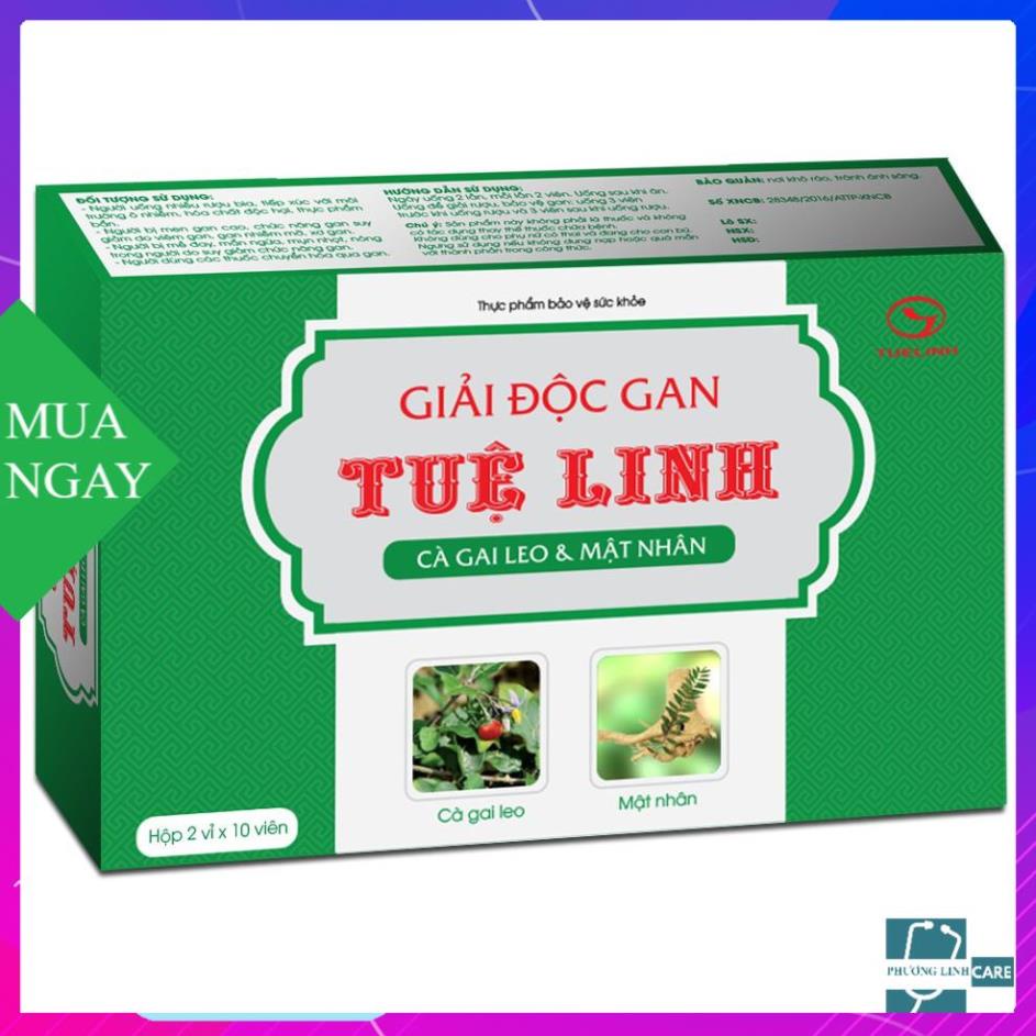GIẢI ĐỘC GAN TUỆ LINH (VỈ 20 VIÊN) - HỖ TRỢ ĐIỀU TRỊ VIÊM GAN B, PHỤC HỒI CHỨC NĂNG GAN, GIẢI ĐỘC BIA RƯỢU