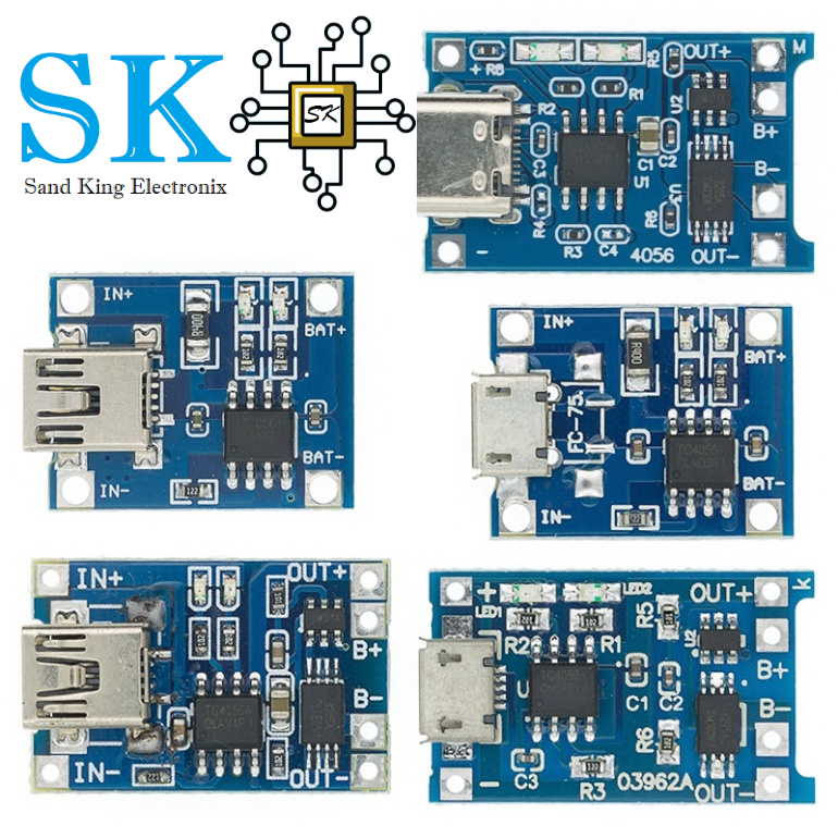 Mô-đun sạc pin Lithium TP4056 18650 Type-c/Micro/Mini USB 5V 1A với chức năng bảo vệ kép