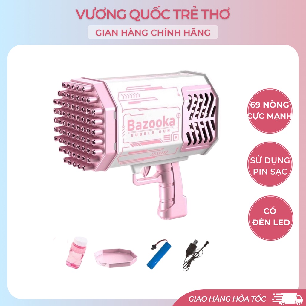 Súng Bắn Bong Bóng Xà Phòng 64 Nòng Siêu To Siêu Mạnh Sử Dụng Pin Sạc Vuongquoctretho, Máy Thổi Bong Bóng Xà Phòng