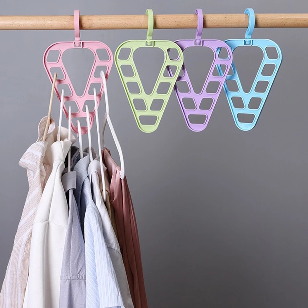 1Pc Random Color Creative Closet Clothes Hanger / 9-Hole Wardrobe Space Saving Holder