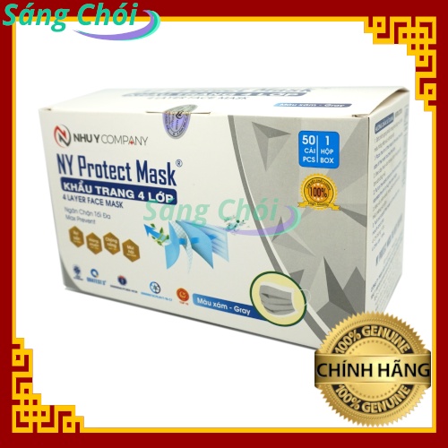 1 Hộp [50 Cái] NY Protect Mask Khẩu Trang Y Tế 4 Lớp Vải Kháng Khuẩn Chống Ô Nhiễm Chống Bụi Mịn Khói Bụi Phấn Hoa Như Ý