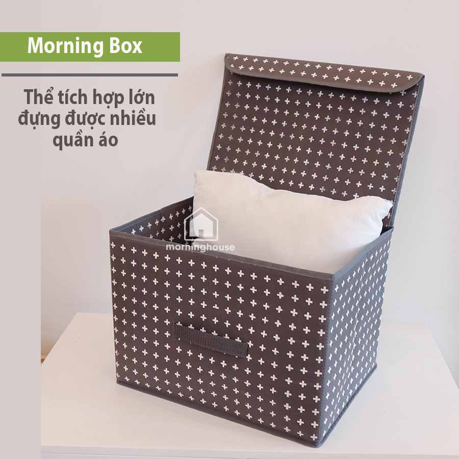 Hộp vải đựng đồ Morning House có nắp và quai xách - Vải dày chống thấm nước- 35x25x25cm