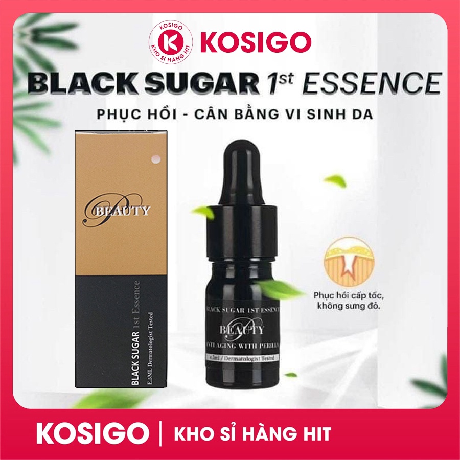 Black Sugar Ist Essence chính hãng 5ml - Serum đường đen giảm mụn, kiềm dầu, giảm thâm phục hồi da - Kosigo