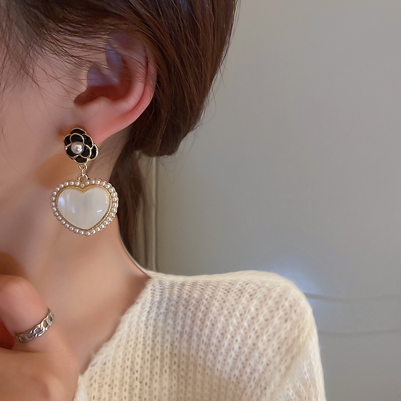 Bông Tai Bạc 925 Hình Hoa Đính Ngọc Trai Phong Cách Hàn Quốc Ngọt Ngào Thời Trang