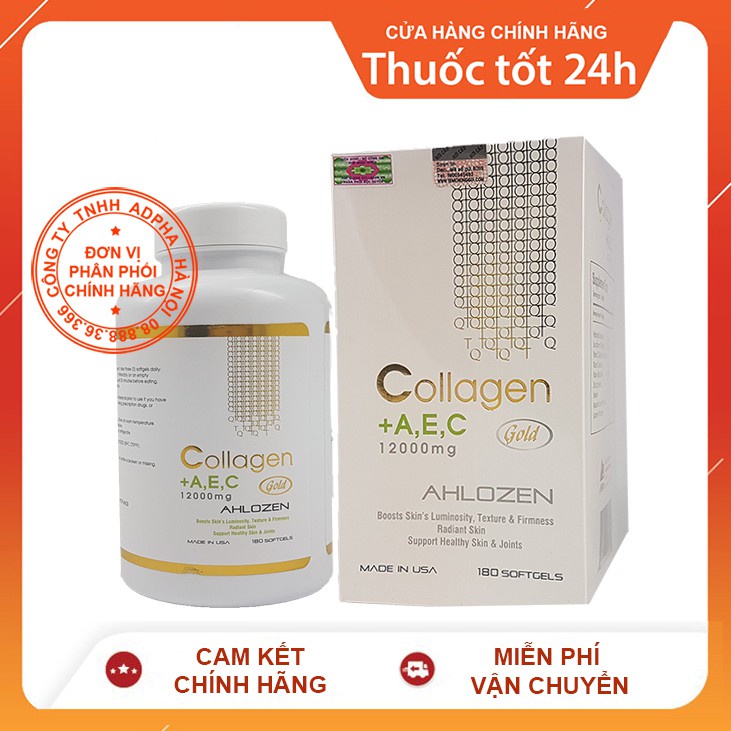 [Mẫu mới] Collagen A E C 12000mg Ahlozen Gold 180 viên