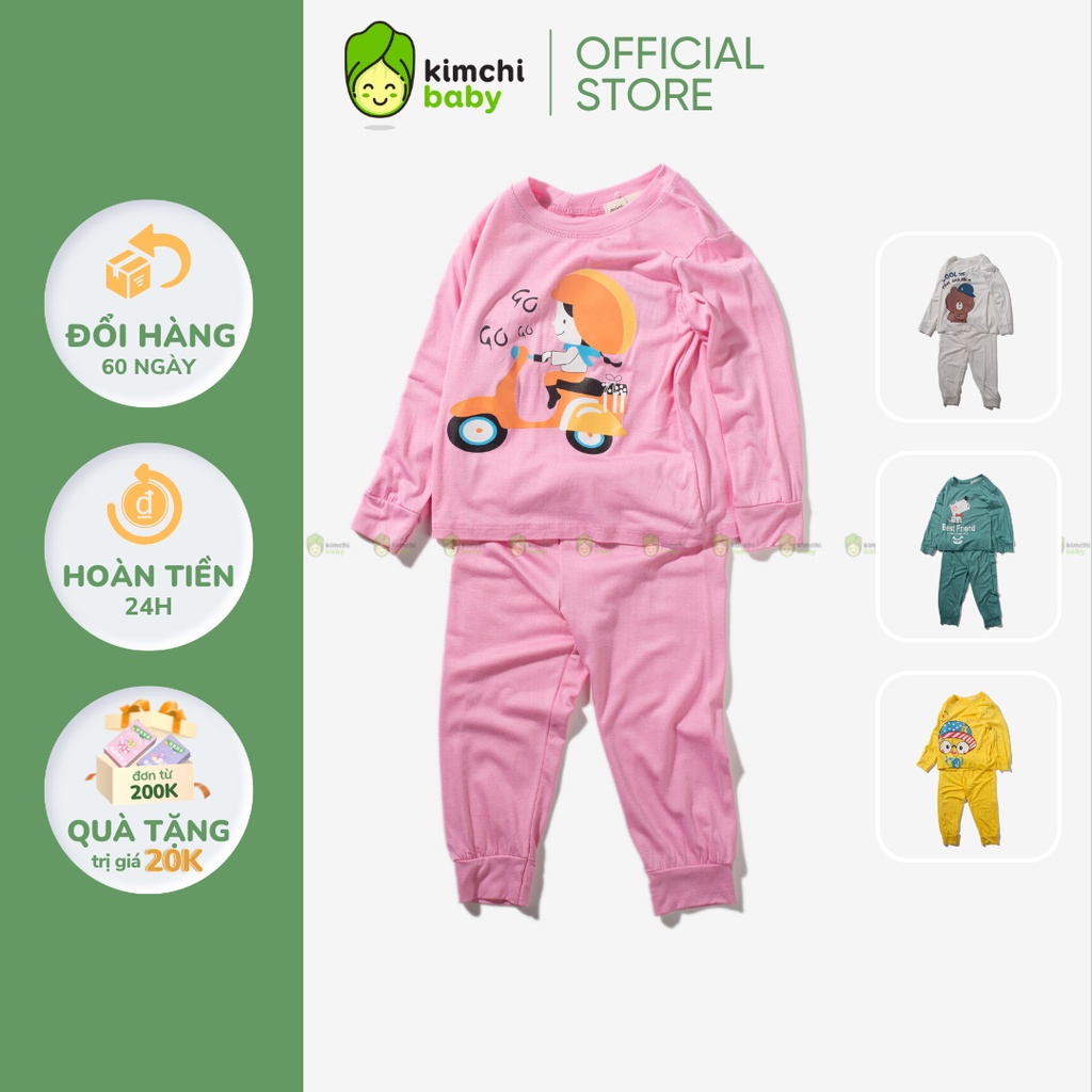 [SZ ĐẠI] Bộ Thun Lạnh Dài Tay Cho Bé Gái, Bé Trai Minky Mom Hoạ Tiết Gấu Cool, Bộ Quần Áo Cho Bé Mặc Nhà MKMTD2234