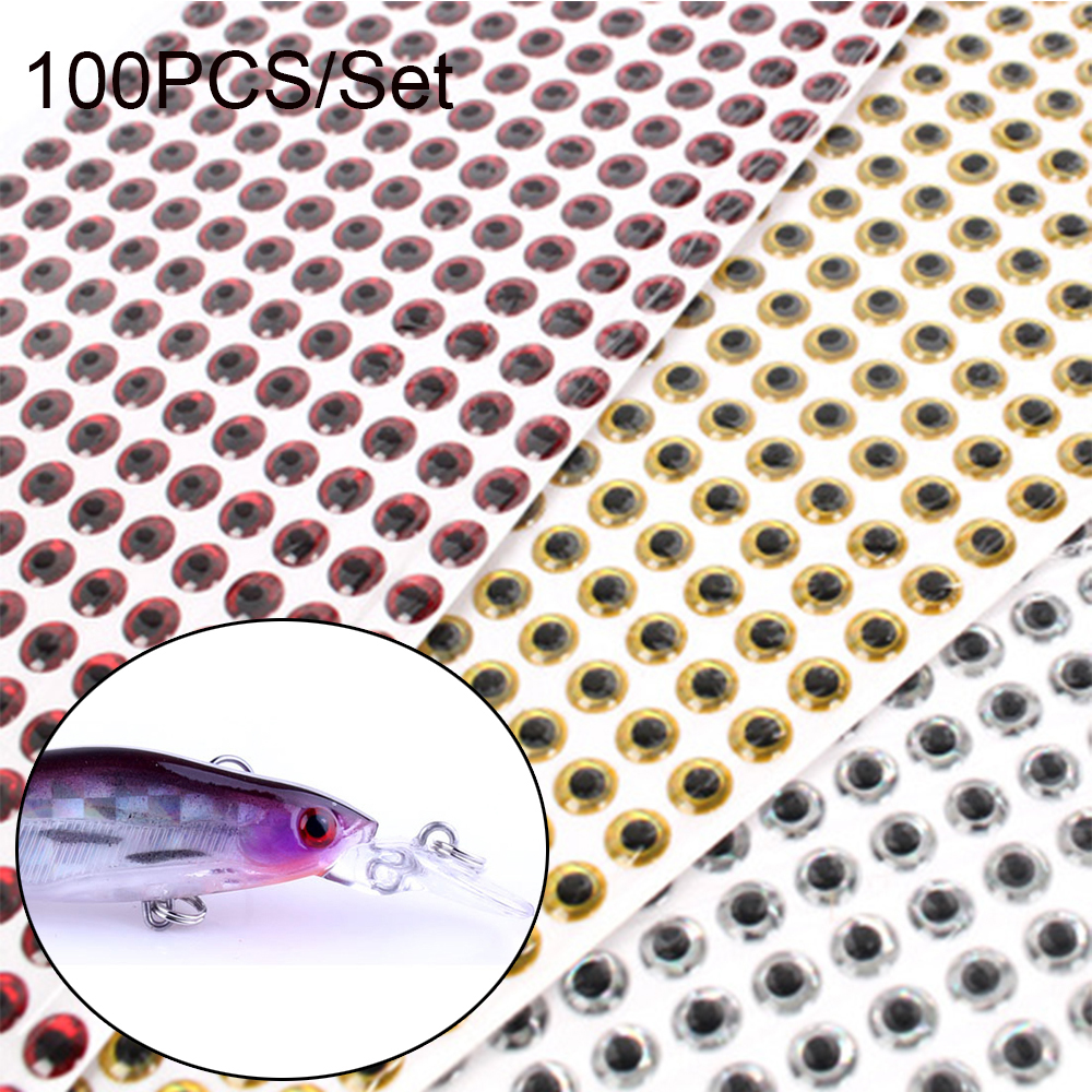 MUVAKO Set 100 mắt mồi câu cá nhân tạo 3D nhân tạo nhiều màu sắc