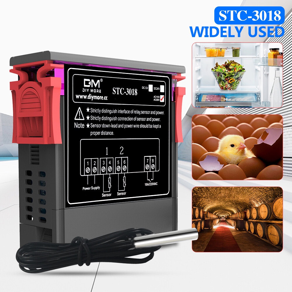 AIDEEPEN Cảm biến nhiệt độ kỹ thuật số STC-3018 AC 110-220V cao cấp