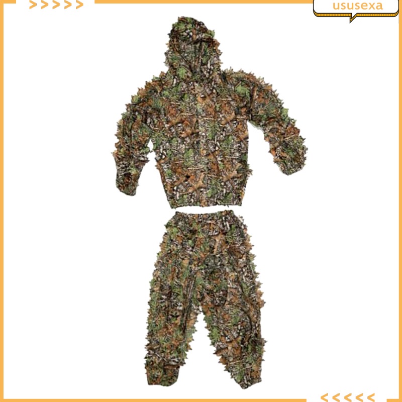 Bộ Đồ Rằn Ri 3D Nhẹ Nhàng Thoáng Khí Có Mũ Trùm Đầu Đi Săn Bắn Thu Âm Thanh Mềm Mại / Chụp Ảnh Wildlife Hoang Dã