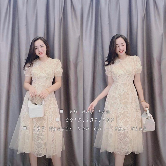 Đầm ren trắng tiểu thư