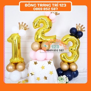 Bong bóng số tuổi tráng nhôm 32inch trang trí tiệc sinh nhật màu vàng, bạc, hồng gold