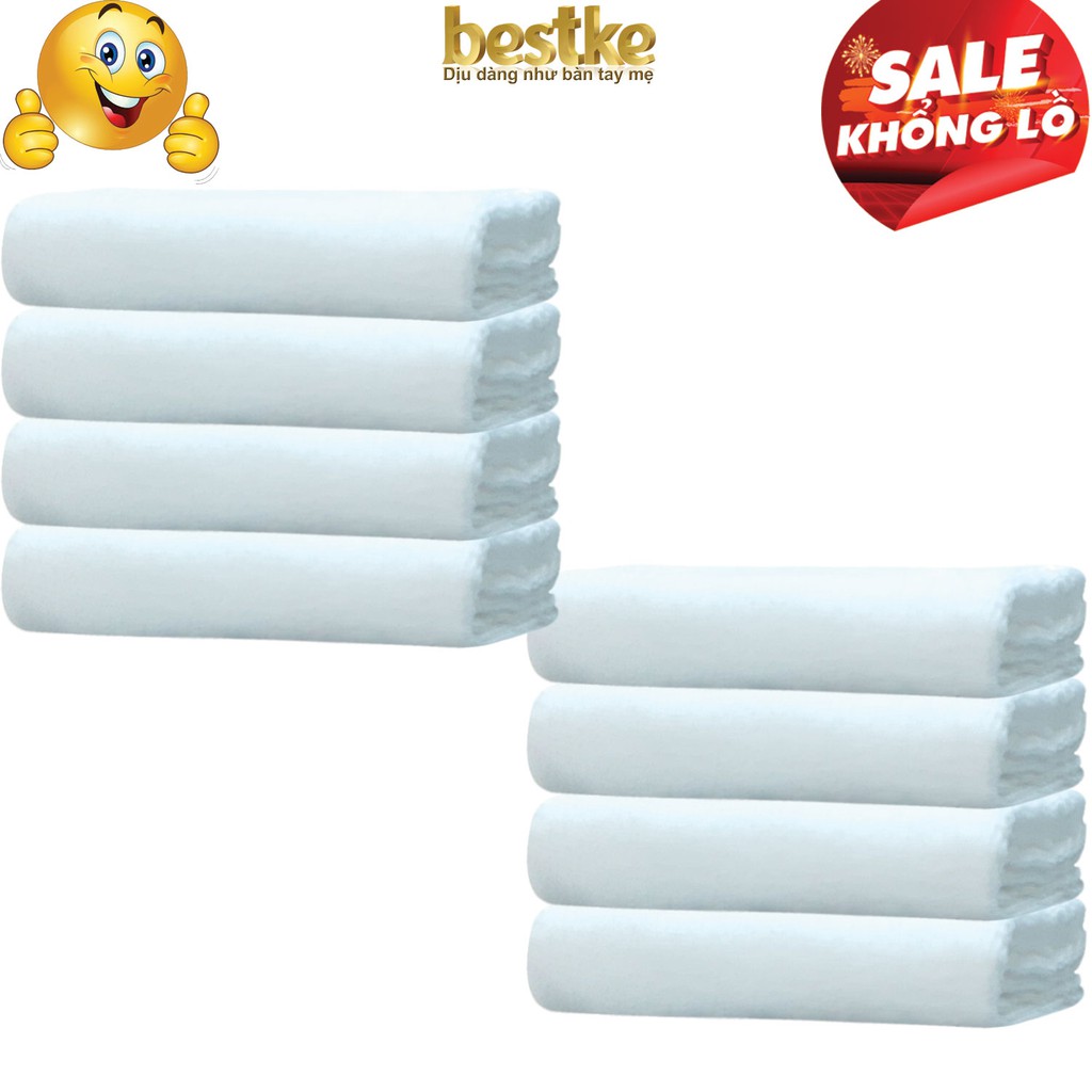 Combo 8 Khăn gội bestke 100% cotton mềm mại và thấm hút white color, Cotton towels, towels manufactu