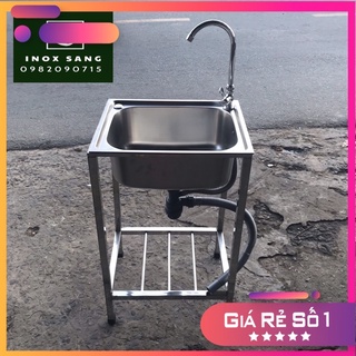 Chậu rửa chén inox 304 đơn có chân và đầy đủ phụ kiện