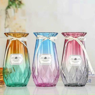 Lọ Hoa Thủy Tinh Múi Khế Cổ Thắt Nơ Bình hoa thủy tinh màu cao cấp