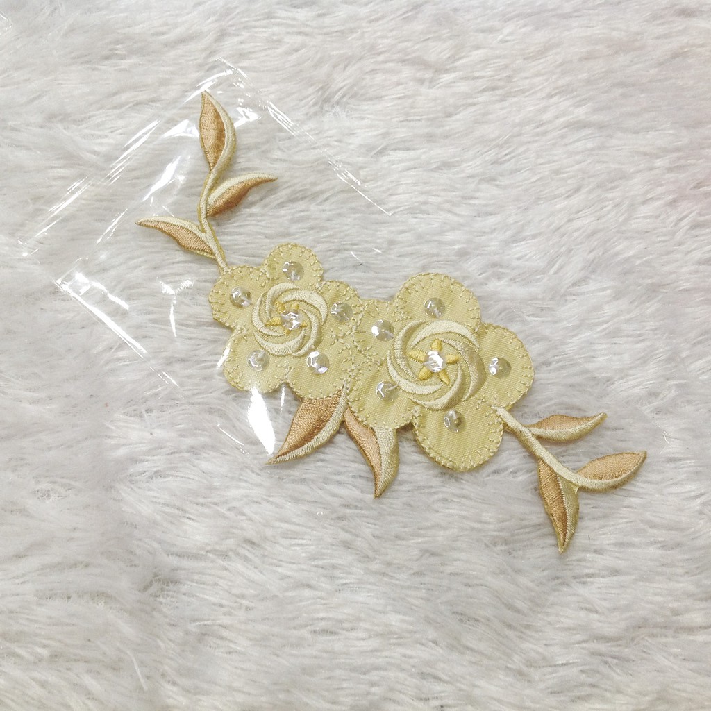 Bông thêu sẵn 3d vải kết nhiều màu trang trí áo dài váy đầm