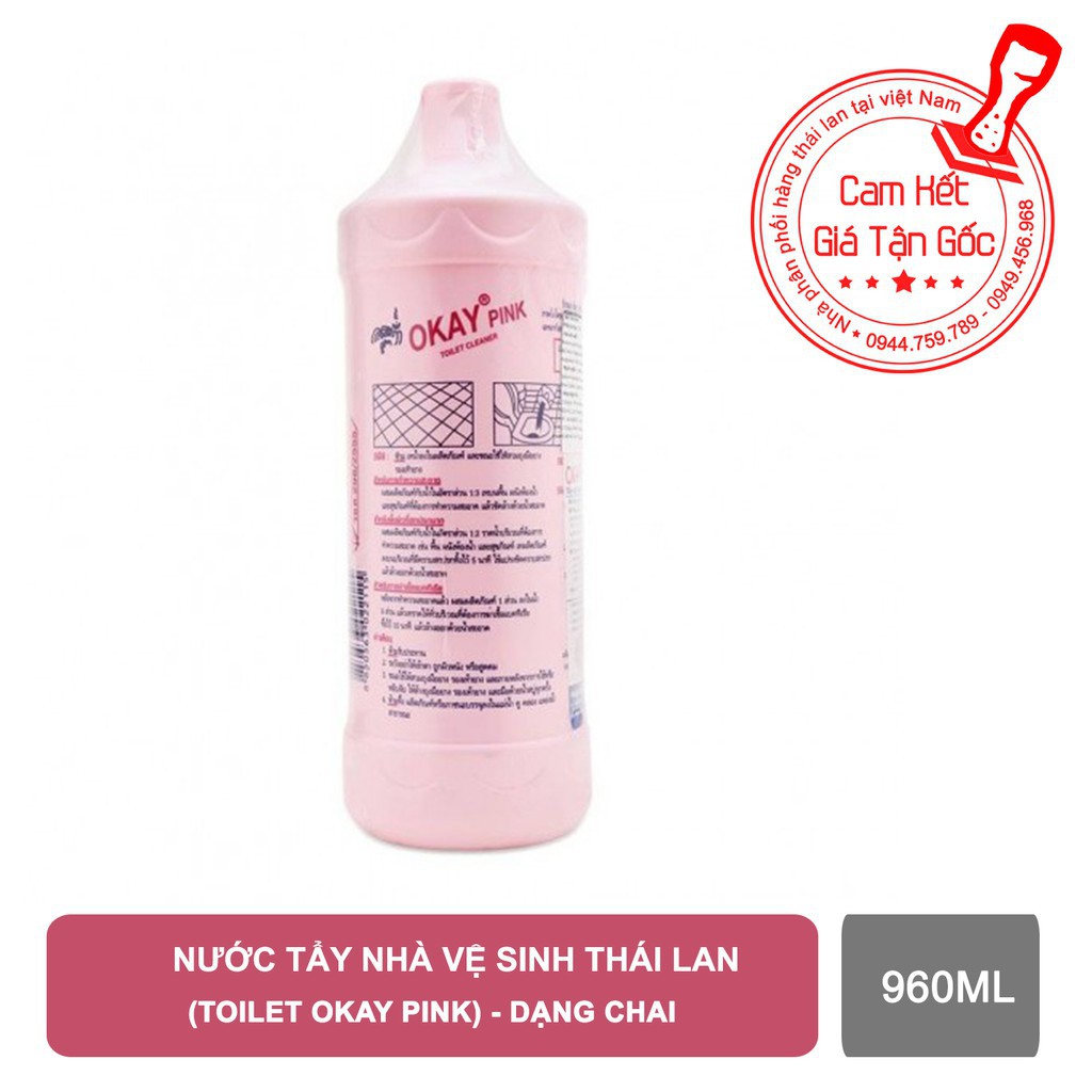 Nước tẩy nhà vệ sinh Toilet Okay Pink thái lan dạng chai 960ml (T.MART)