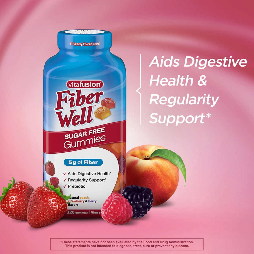 Kẹo Dẻo Trái Cây Không Đường Bổ Sung Chất Xơ VITAFUSION FIBER WELL SUGAR FREE GUMMIES 220 Viên-bi