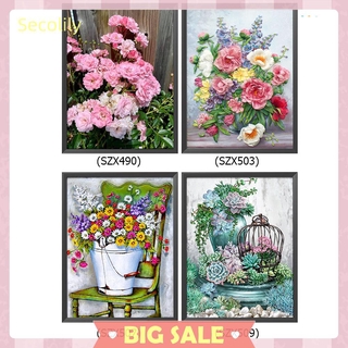 Bộ tranh thêu chữ thập 11ct hình bông hoa 40x50cm