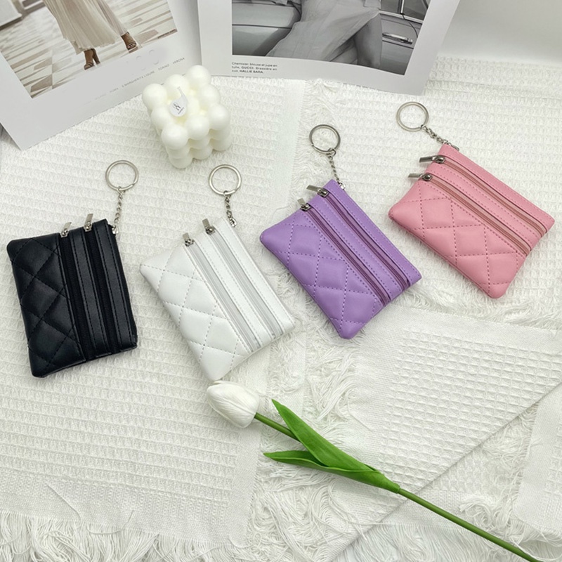 Ví Ngắn Siêu Mỏng Mềm Mại Nhiều Ngăn Đựng Thẻ Phối Khóa Kéo Cho Nữ