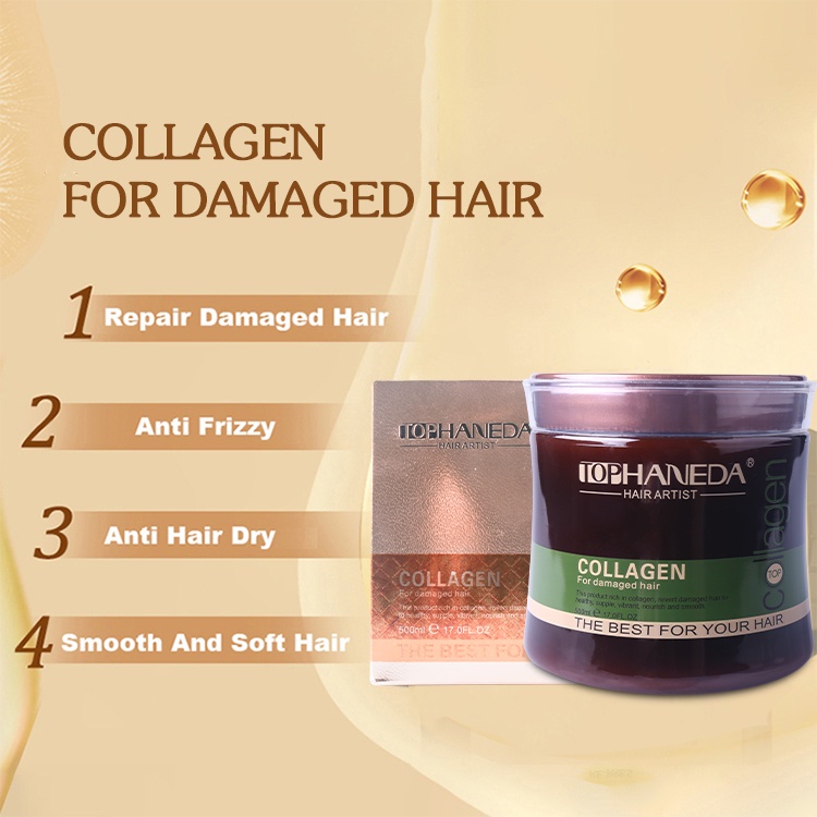 Kem ủ tóc, hấp phục hồi Top Haneda Collagen 500ml dạng hũ cho mềm mượt chuẩn salon