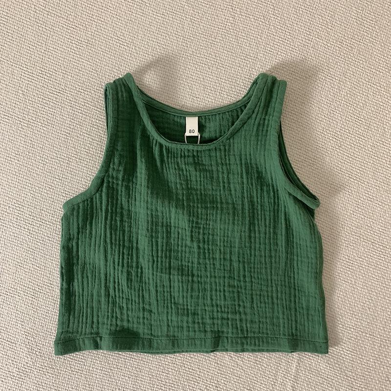 [Babycat] Áo Thun Cotton Không Tay Phong Cách Hàn Quốc Nhật Bản Họa Tiết Đan Chéo Thời Trang Mùa Hè Cho Bé Trai