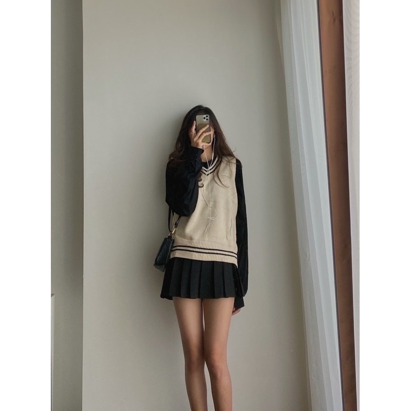 Áo gile len ulzzang nữ dáng Hàn Quốc, chất len đẹp không bai xù - 011 | BigBuy360 - bigbuy360.vn