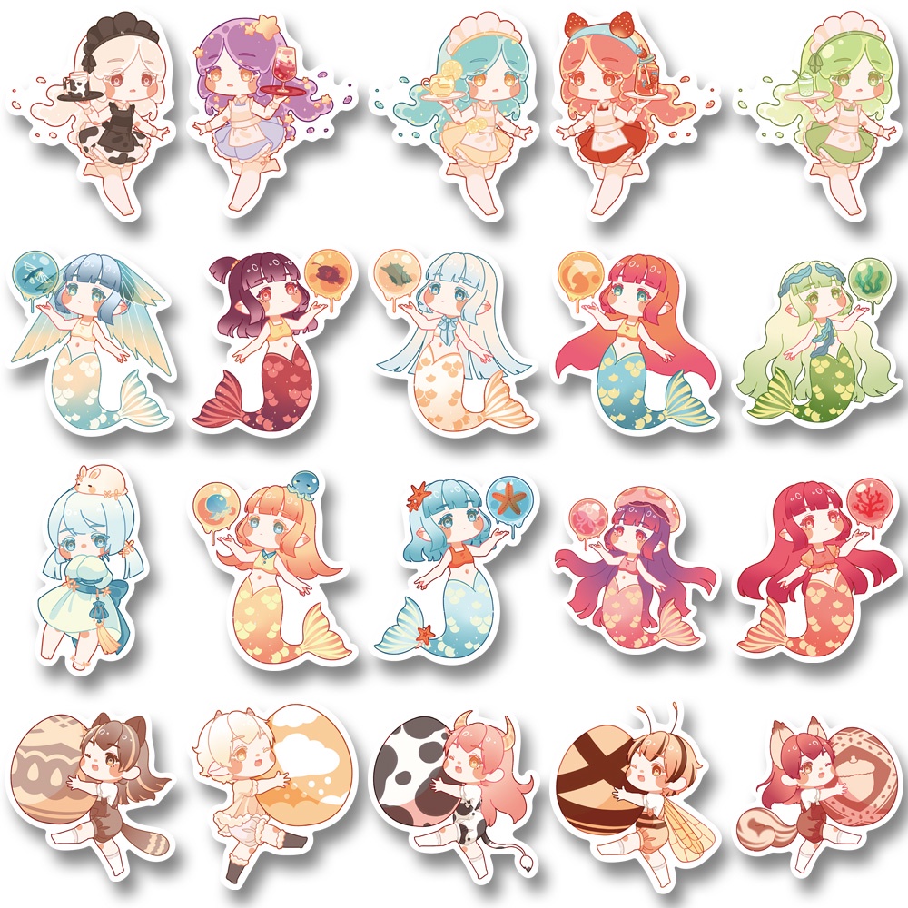 Bộ 40 Miếng Dán Trang Trí Laptop Chống Nước Không Lặp Lại Hình Nhân Vật Hoạt Hình Dễ Thương