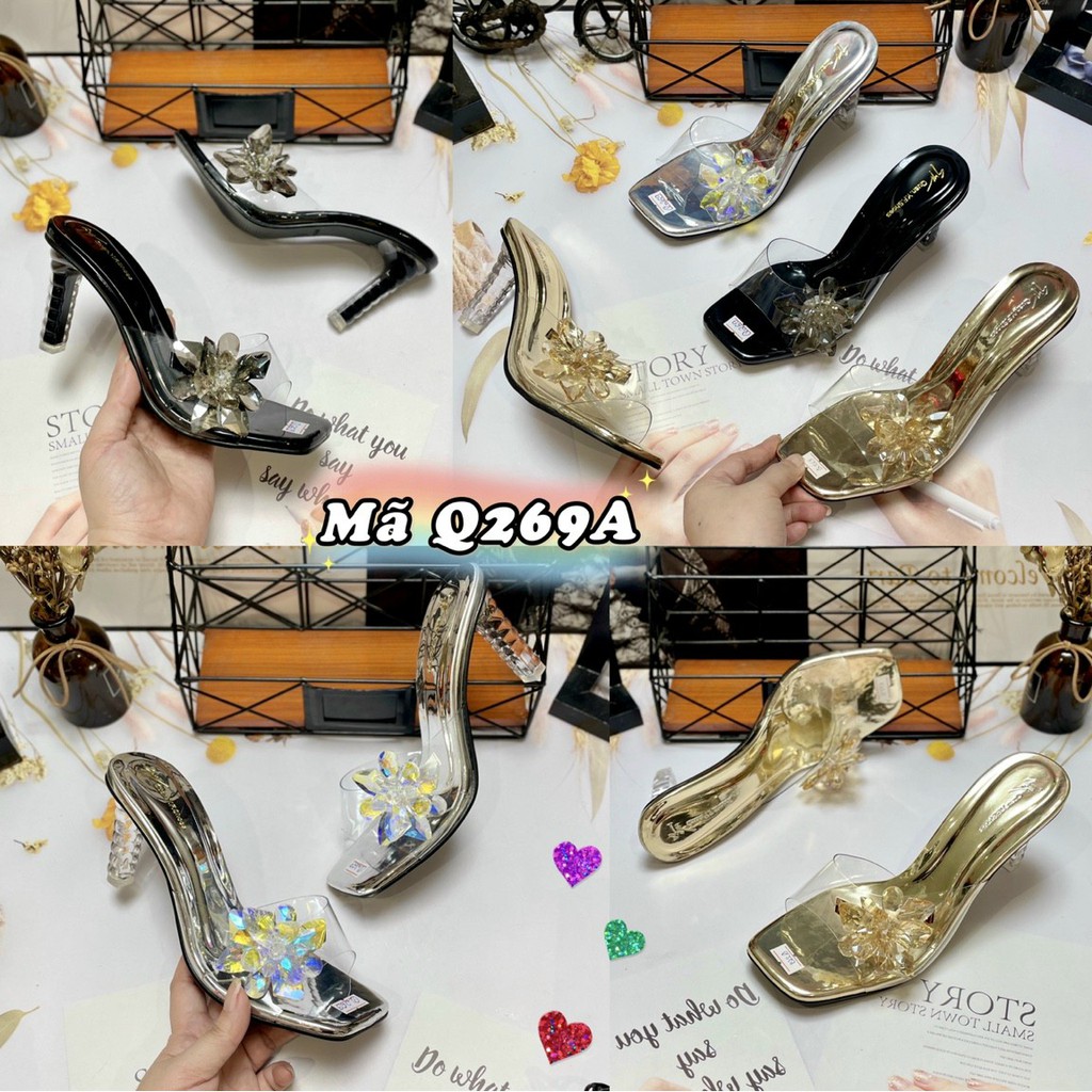 CAO GÓT NỮ - GUỐC QUAI TRONG ĐÍNH ĐÁ THÂT, ĐẾ CAO 7P Q269A