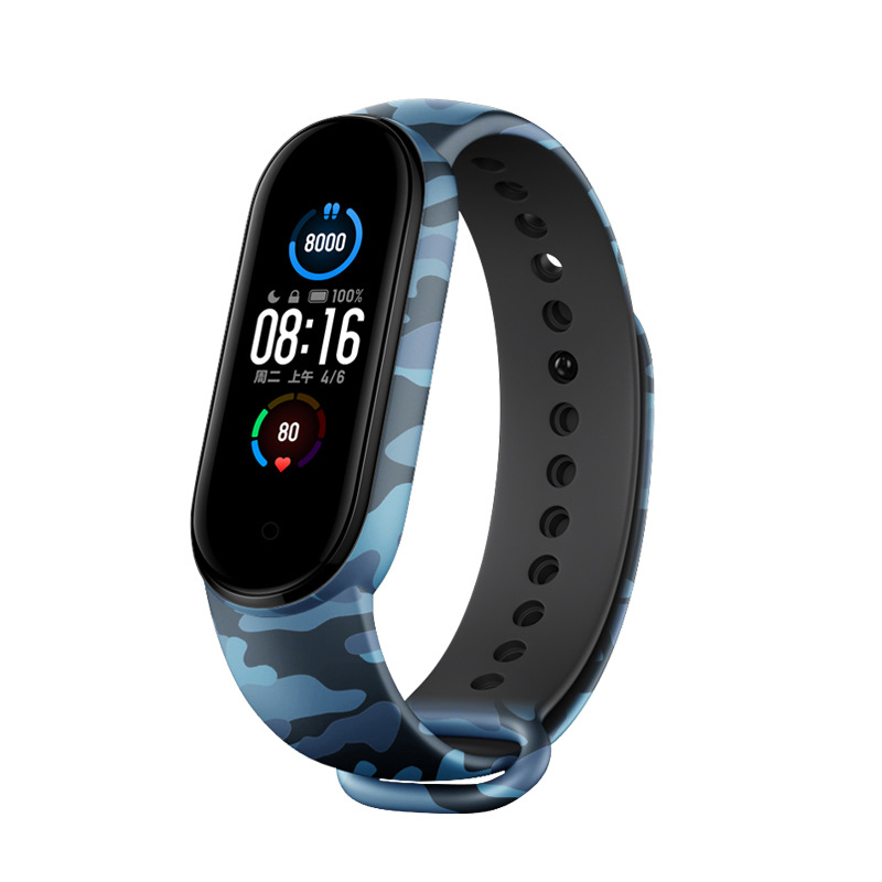 Dây Đeo Silicon Họa Tiết Rằn Ri Cho Đồng Hồ Thông Minh Mi Band 6 Mi Band 5 Band 3