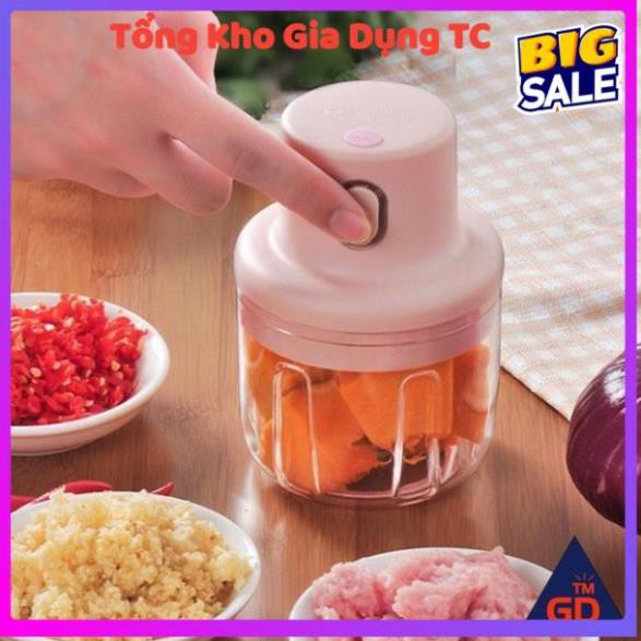 Máy xay đa năng mini cầm tay xay thịt gia vị tỏi ớt rau củ kèm dây sạc dung tích 250ml