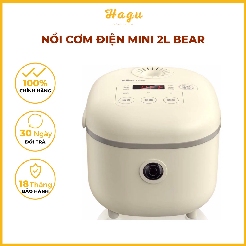 Nồi cơm điện mini thông minh Bear SUBE015 DFB-B20A1_Bản Quốc tế_Bảo hành 18 tháng. Nồi cơm điện mini 2L tiện lợi HAGU.