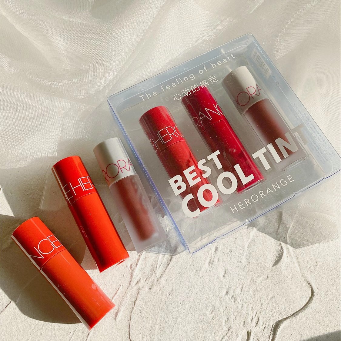 [Hàng mới về] Set 3 son kem màu cam xinh xắn dưỡng ẩm tự nhiên | BigBuy360 - bigbuy360.vn