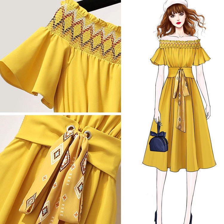 Đầm xòe dự tiệc cổ vuông phong cách trẻ chất vải lụa mịn, mềm rũ, thoáng mát mã 01635